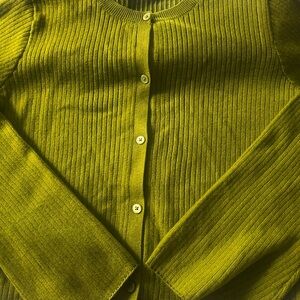 Wild Fable Chartreuse Ribbed Cardigan